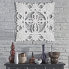 Hand-Carved Square Floral Cross Wall Medallion – White (24”)